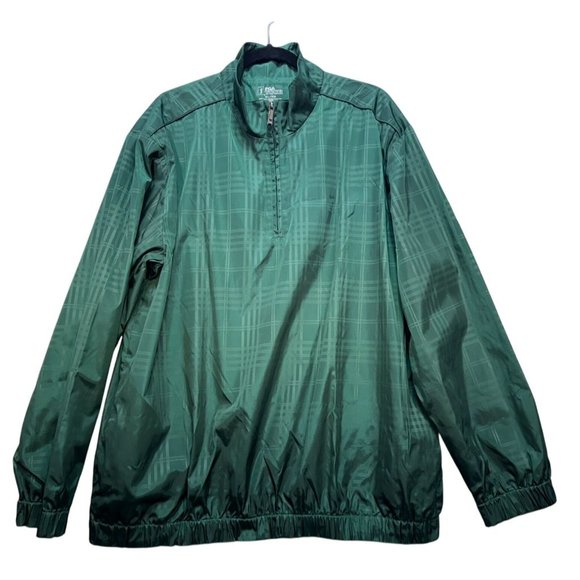 PGA Tour Mens 1/4 Zip Windbreaker Jacket XL/XG Green Plaid Pattern - Picture 1 of 11